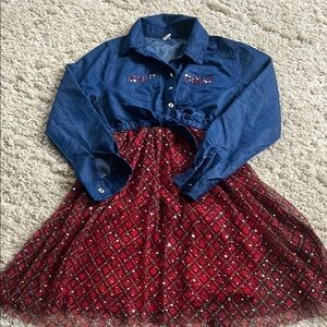 Stylish Blue and Red Kids Dress